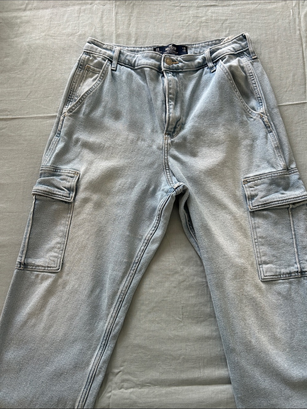 Hollister Light Blue Straight Cargo Jeans for Men